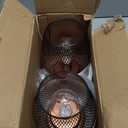 DECORKEY Set of 2 Battery Operated Lamp LED Table Lantern, Brown Metal Cage Cordless Lamps with LED BulbVintage Decorative Outdoor Lantern for Weddings, Parties, Patio, Events for Indoors Shelf Decor