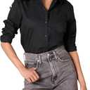 Amazon Essentials Women's Regular-Fit Long-Sleeve Button-Down Poplin Shirt, Business Casual, Office Work, Large