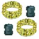 2 Pack Christmas Fairy Lights Battery Operated, Total 66Ft 200 LED String Light with Auto Timer 8 Modes Green Copper Wire Twinkle Lights for Bedroom Wreath Wedding Christmas (Warm White)