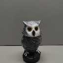 Snowy Solar Owl With Motion Detector, Flashing Eyes, Spinning Head, Realistic Hooting and Silent Mode, Outdoor Statue, Winter Garden Decoration for Home, Patio and Fence