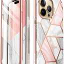 i-Blason Cosmo Series for iPhone 14 Pro Max Phone Case 6.7 inch (2022), Slim Full-Body Stylish Protective Case with Built-in Screen Protector (Marble)