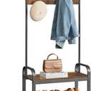 VASAGLE Coat Rack, Hall Tree with Shoe Bench for Entryway, Entryway Bench with Coat Rack, 4-in-1, with 9 Removable Hooks, a Hanging Rod, 13.3 x 28.3 x 72.1 Inches, Rustic Brown and Black UHSR40B