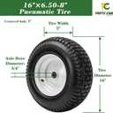 Parts Camp 16x6.50-8 Lawn Mower Tires and Wheels, Front Riding Mower Tire with Rim for John Deere 145 LA130 LA140 LA150, Husqvarna, Craftsman, 3/4" & 5/8" Bearings, 2 Packs
