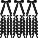 LOYIM 36 Pieces Valentine's Day Velvet Bow Valentine Ribbon Wreath Bow Bulk Romantic Crafts Gift Pretied Set for Garland Home Decor Wedding Outdoor Indoor Decor(Black,1'' Wide)