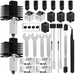 2 Pack Hotend Kit for Bambu Lab P1P/P1S, 3D Printer Hot End Replacement with Hardened Steel Nozzle 0.2/0.4/0.6mm, High Speed & Temperature Extruder Heating Block Hot End for Bambu Lab P1P/P1S