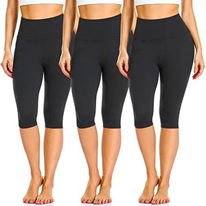 FULLSOFT 3 Pack Leggings for Women High Waisted Soft Black Yoga Pants for Workout Athletic Running Reg & Plus Size, S-M