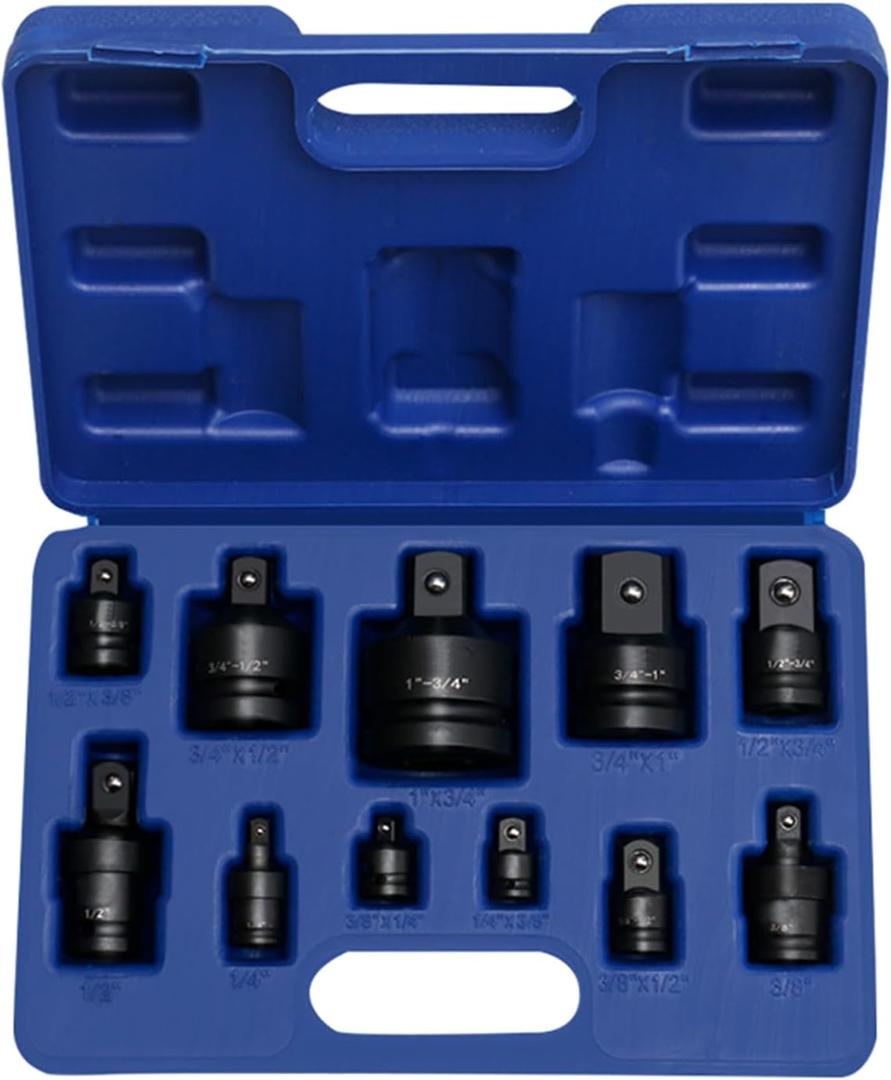 11pcs Impacts Adapter Reducer Set Joint Rotation Socket Adapter Suitable for 1/4" 3/8" 1/2" 3/4" 1" Drives Tool Home Improvement Tool