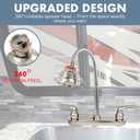 RV Kitchen Faucet,Camper Faucet Kitchen Replacement RV Sink Faucets with Flexible Arch 360 Swivel Rotatable Sprayer for Campers,Travel Trailers,Motorhomes,8 inch 2 Hole,Non-Metallic,Brushed Nickel