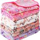 Tatuo 4 Pcs Dog Blanket for Pet Puppy Teething Toys Paw Print Fleece Blanket for Pet Cat Soft Warm Sleep Mat Guinea Pig Cage Mat(Medium(30 x 20.5 Inch),White, Coffee, Pink, Purple)