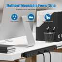 HHSOET Rotating Mountable Power Strip, 12 Outlet Wall Mount Surge Protector, Metal Heavy Duty and Versatile Outlet Strip, Stylish Appearance, Sturdy and Durable, 15ft Power Cord.(Black)