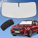 Sun Shade Sunshade for BMW X5 2019-2024 2025 2026 Windshield Cover, 4-Layer Front Window Shade Custom fit BMW X5 M Sport xLine SUV Sun Visor Retractable Shield Shade Blocks UV Rays Car Accessories