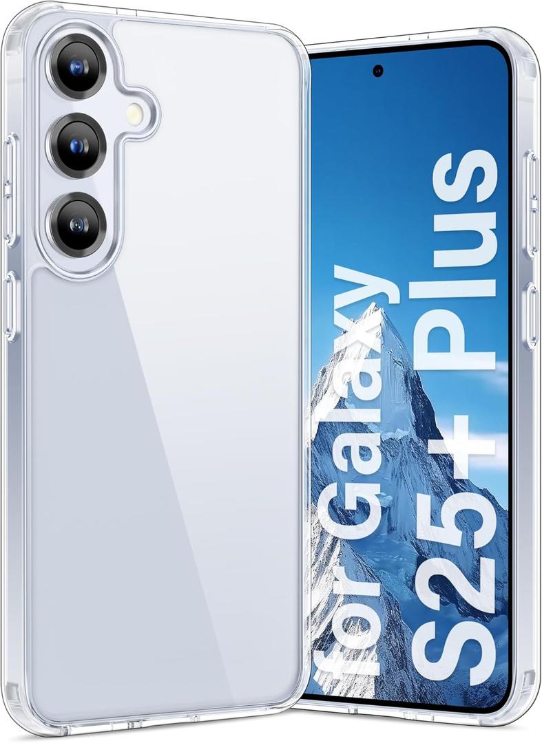 Vakoo Case for Samsung Galaxy S25+ Plus | Clear Anti-Yellowing, Hard Back, Military-Grade Drop Protection, Supports Wireless Charging - Transparent