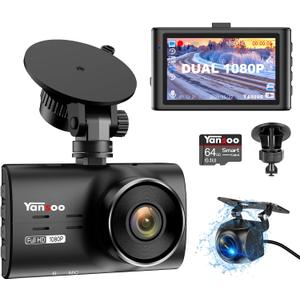 Dash Cam Front and Rear with 64GB Card,Dual 1080P Dash Camera for Cars with 2 Suction Cup,3" IPS Screen Dashcams for Cars with Night Vision,Loop Recording,170 Wide Angle,G-Sensor,Parking Mode