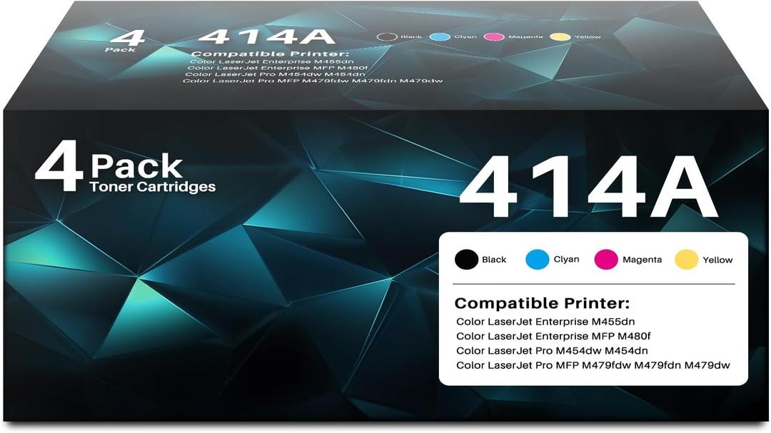 414A Toner Cartridges 4 Pack M479fdw M454dw Replacement for HP 414A, W2020A W2021A W2022A W2020X for HP Color Laserjet Pro MFP M479fdw M454fdw MFP M480f Printer Ink Black Cyan Yellow Magenta.