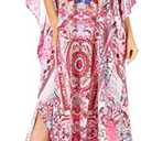Sakkas Georgettina Flowy Rhinestone V Neck Long Caftan Dress/Cover Up 0S
