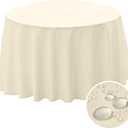 BYDOLL Table Cloth 60 Inch Round Tablecloth Fits Max50 Inch Diameter Table Top, Beige Polyester Washable Wrinkle-Free Spill proof Tablecloth for Party Patio Cover