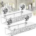 2 Sets Corrugated Suction Cup Storage Holder, No-Drill Nest Grip Shelf for Bathroom, Acrylic Suction Cup Storage Holder For Bathroom, Drainage Design Trays Shower Shelf (A Transparent*2Pcs)