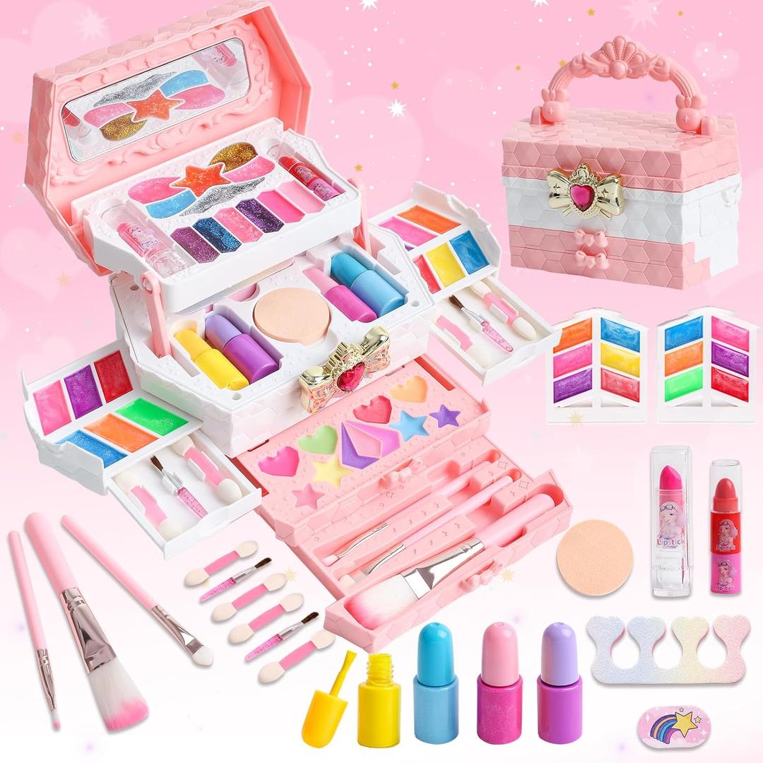 Real Washable Kids Makeup Sets for Girls 5-8, Non-Toxic Makeup Sets for Girls Ages 8-12 10-12 - Play Make Up Kits for Kids Ages 6-12- Ideal Toddler Makeup Kit Maquillaje para Nias for 3-12 Years Old