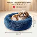 Calming Donut Dogs Beds for Small Dogs Washable,23inch Plush Round Pet Bed for Cozy Sleep,Fluffy Faux Fur Large Cat Bed,Fits up to 25 lbs Pets,Navy Blue