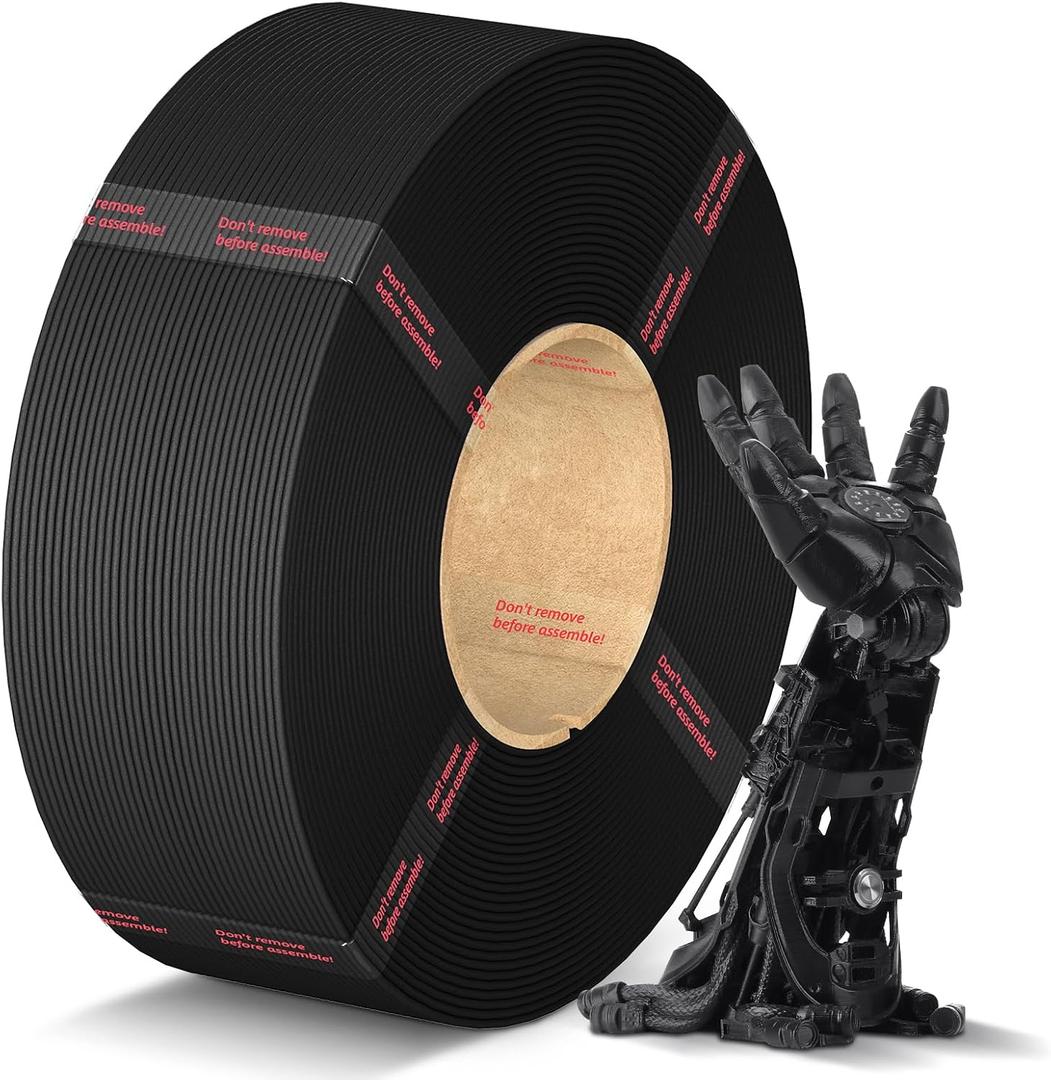 ANYCUBIC PLA Filament Refill 1.75mm, 3D Printer Filament, for Reusable Spools, Dimensional Accuracy +/- 0.02mm, Fit with Most Reusable Spools, 1KG, Black