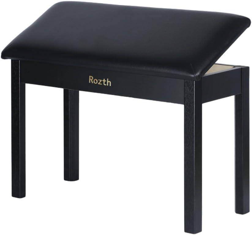 Solid Wood Duet Piano Bench with Storage, Piano Stool with Padded Cushion, Keyboard Bench with Bookcase, Piano Chair and Piano Seat. High-Density Sponges., 29.15 x 12.6 x 18.7 inches