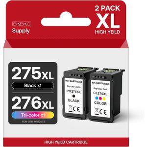 275XL 276 XL Ink Cartridges for Canon Ink 275 and 276 for Canon PG-275 CL-276 Ink Cartridges Compatible for PIXMA TR4720 TS3522 TR4722 TS3500 TS3520 Printers (1 Black, 1 Tricolor)