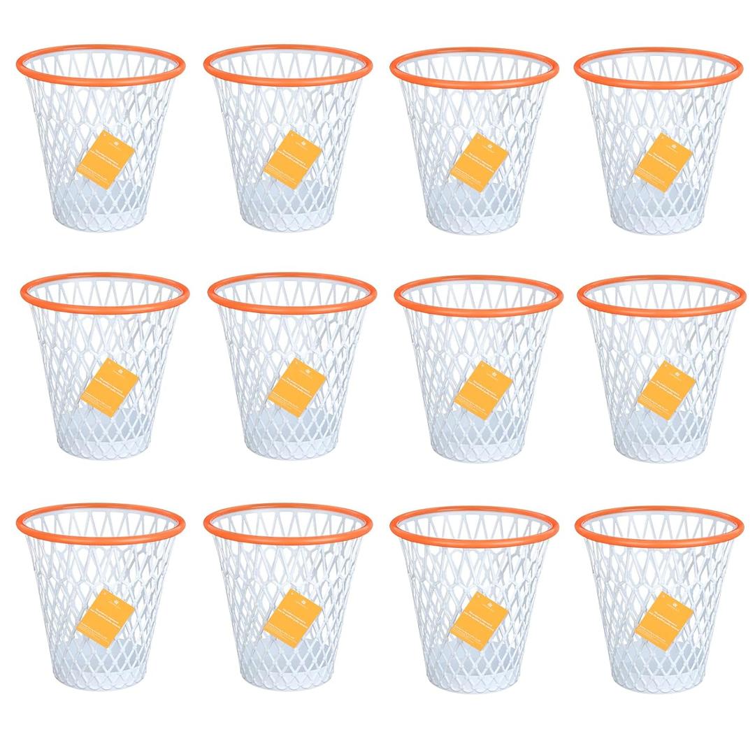 12PCS Basketball Wastebaskets, Basketball Trash Can for Basketball Party,4.5 Gallon Basketball Garbage Can with Removable Hoop, Basketball-themed gift, NBA fans Gift, Durable Sports Decor,Garbage Bin