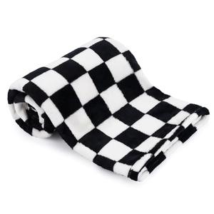 GreatBba Plush Checkered Baby Blanket for Boys Girls Nursery, 30"x40" Warm Short Fleece Blanket Neutral for Infant Newborn, Small Fuzzy for Sleeping, Chenille Baby for Stroller (Black&White)