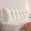 Daneey Headboard Wedge Pillow Bed Wedge Pillow for Headboard Bolster Reading Pillow for Bed Back Pillow for Sitting in Bed Wedge Pillow Headboard with Removable Corduroy Cover (White, Queen)