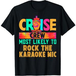 Cruise Crew Most Likely to Rock The Karaoke Mic Hippie T-Shirt, Size 2X