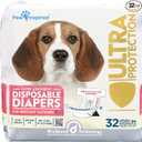 Paw Inspired 32ct Disposable Dog Diapers | Female Dog Diapers Ultra Protection | Diapers for Dogs in Heat, Excitable Urination, or Incontinence (Medium Plus)