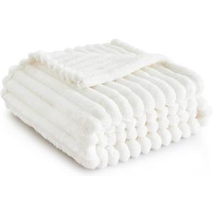 Bedsure White Throw Blanket for Couch - GentleSoft Cozy Soft Blankets for Women, Cute Small Fleece Throws for Girls, Birthday Gifts for Women, Mothers Day Decor Gifts for Mom, Off White, 50x60 Inches (Throw (50" x 60"), Off White)