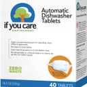 If You Care Dishwasher Tablets 40 Count - Powerful, Plant Based, Concentrated, Biodegradable, Natural Dish Cleaner Detergent, Dishwashing Soap Tabs