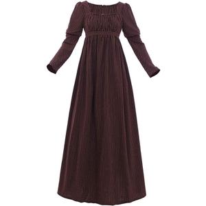 1791's lady Regency Dress Jane Austen Vintage Dress High Waistline Tea Gown (3X-Large, Brown)