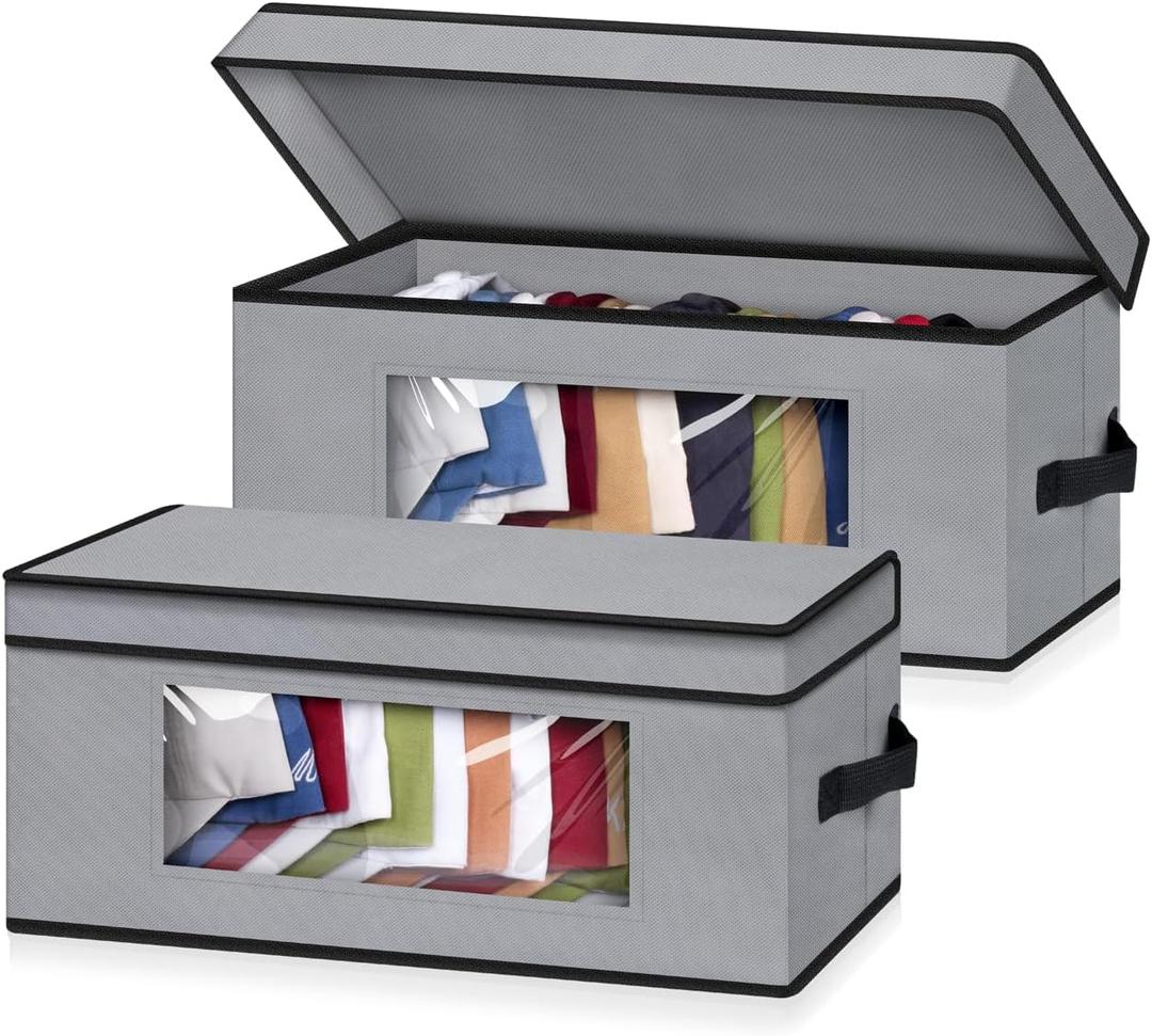 SLEEPING LAMB Stackable Hat Organizer for Baseball Caps, 2 PCS Hat Storage Boxes for Closet Hold 30 Caps with Cardboard, Grey (Gray)