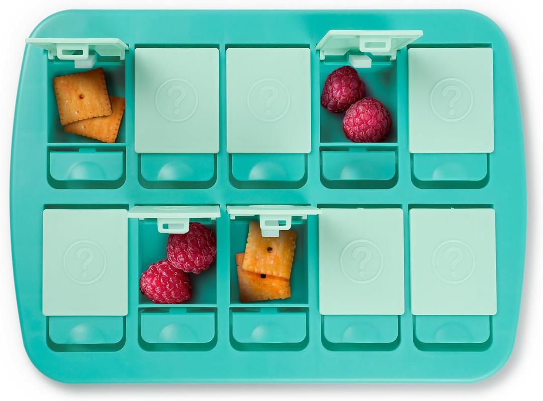 Genuine Fred MINI Match UP Memory Snack Tray, Fun Interactive Game for Kids, Travel,Friendly 8.5" x 6", BPA Free, The Ultimate Snacktivity for Picky Eaters, Dishwasher Safe (Teal)