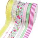 LaRibbons Spring Ribbon Set, Assorted Craft Ribbons 5 Yards Each, Multi-Width Decorative Ribbon for Gift Wrapping, DIY Bows, Easter Crafts, Floral Arrangements