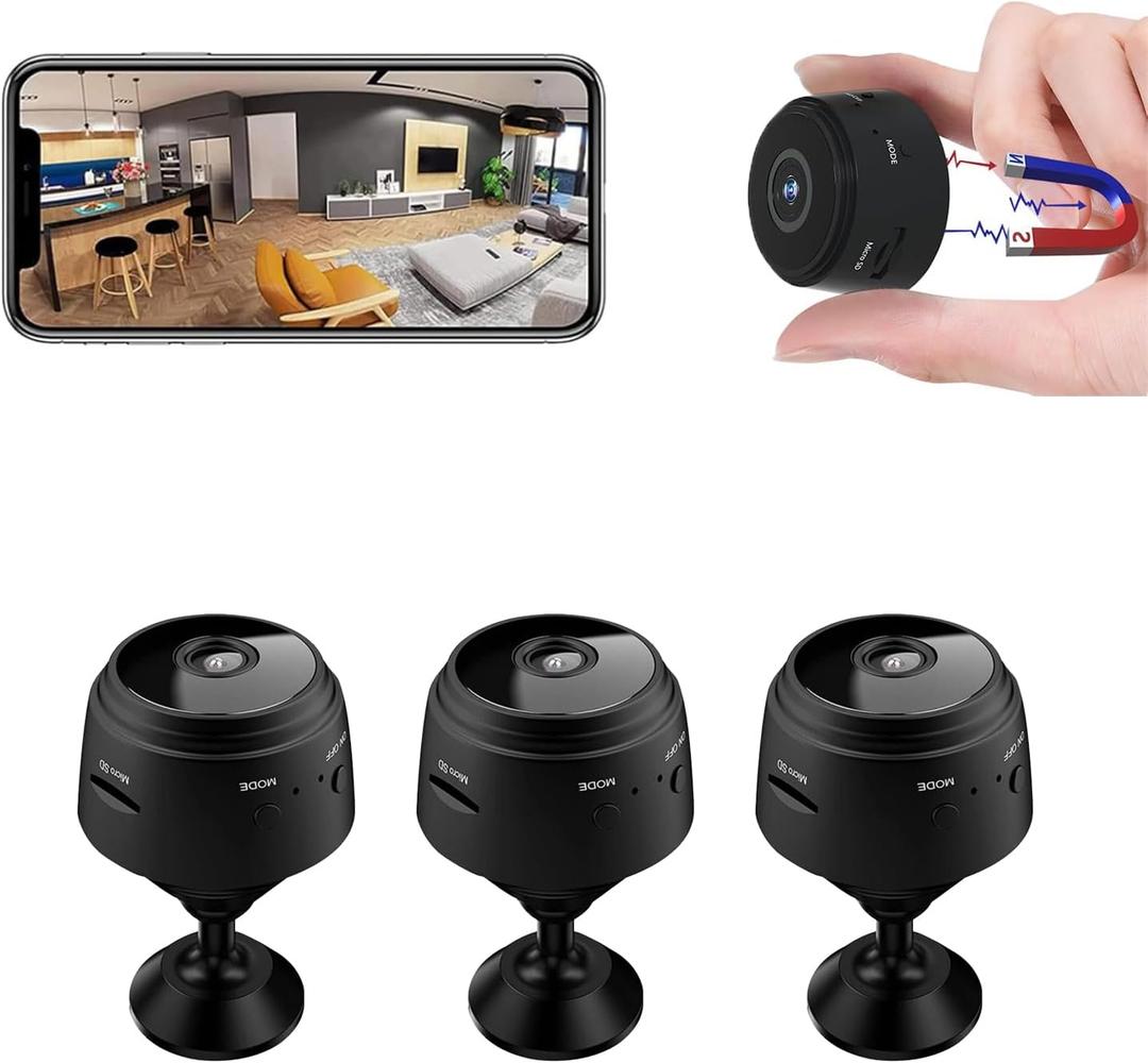 3 Pack Hidden Spy Camera, WiFi Mini HD 1080P Wireless Camera for Home Office Security, Small Nanny Cam with Motion Sensor Night Vision, APP Control Camera for Baby, Pets