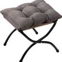 AbocoFur 15"(H) Folding Footrest Stool, Accent Padded Sofa Foot Stool for Lazy Chair, Upholstered Small Foldable Ottoman, Metal Frame Portable Foot Rest Ottoman for Lazy Chair, Bedroom, Dark Grey