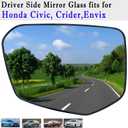 Driver Side Mirror Glass Compatible with 2016-2021 Honda Civic, 2019-2022 Crider, 2018-2022 Envix Heated Left Side Mirror Glass with Rear Holder