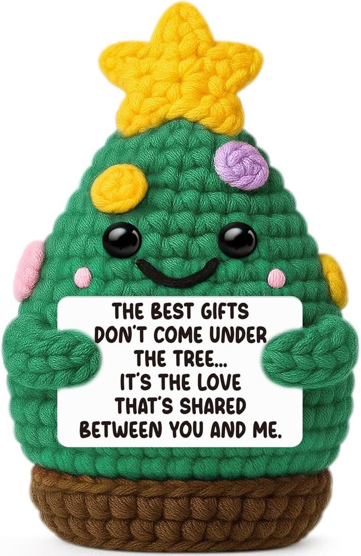 Funny Crochet Christmas Tree Gifts for Women Men,Xmas Sentimental Gifts for Mom Dad Daughter Sister Best Friends,Cute Handmade 2025 Christmas Ornament Decorations,Anniversary Romantic Gift for Her Him