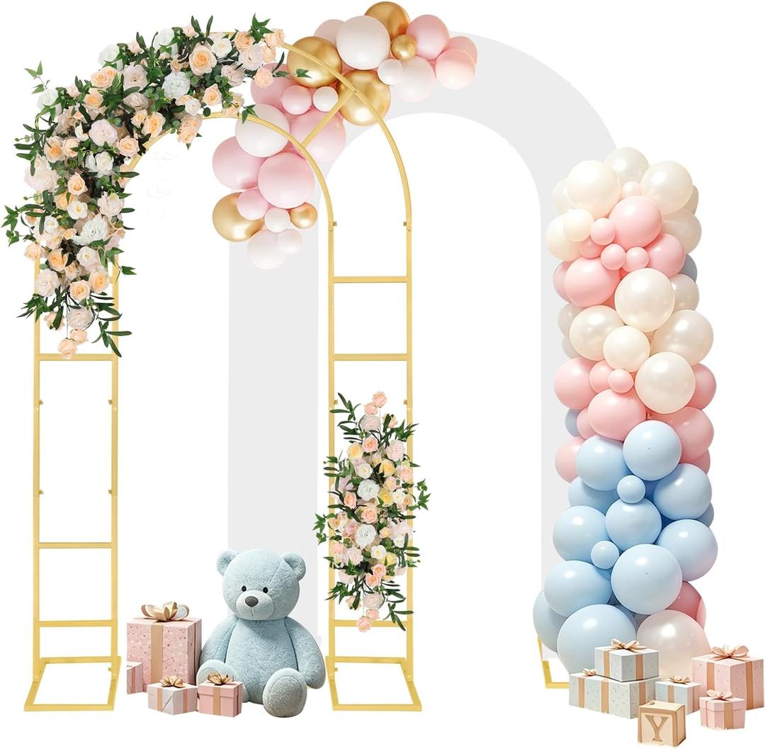 U-Shaped Arch Backdrop Stand with Backdrop Cover, 7.2FT Balloon Arch Stand, 4.2"W x 7.2"H