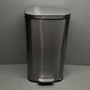 Amazon Basics Smudge Resistant Rectangular Trash Can With Soft-Close Foot Pedal, Brushed Stainless Steel, 30 litre/7.9 Gallon, Satin Nickel Finish, 13.8"L x 11.8"W x 25"H