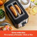 bella 2 Slice Toaster with Auto Shut Off, Extra Wide Slots & Removable Crumb Tray and Cancel, Defrost & Reheat Function, Toast Bread, Bagel & Waffle, Black