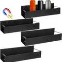 4 Pcs Magnetic Aerosol Spray Can Holder, Wall Mounted Spray Bottle Rack, Mechanic Paint Bottle Can Organizer, Tool Box Storage Rack for Garage Home Workspace (Black)