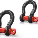 Nilight 2 Pack Small Shackles 1/2" D-Ring Shackle 2 Ton (4409 lbs) Capacity Heavy Duty Off Road Recovery Shackle Kit for Cars and Other Applications for Tie Downs, Black Red