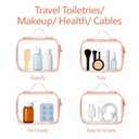 PACKISM Clear Makeup Bag Combo Pack, 1 TSA Approved Medium & Large for Checked Luggage, Clear Toiletry Bag with Handle, Water-resistant Travel Essentials Organizer, Rose Pink