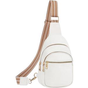 Small Leather Sling Bags for Women Fashion Crossbody Backpack Purse Sling Crossbody Bags (White)
