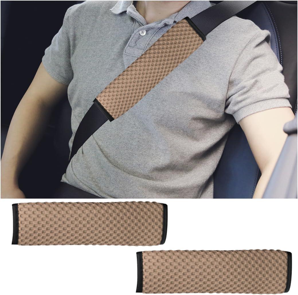 2Pcs Car Seat Belt Covers, Mesh Universal Seatbelt Shoulder Strap Protector, Breathable Auto Seat Belt Pads Cover, Harness Cushion for Comfortable Driving, Automotive Accessories (Beige)