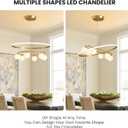 27.6'' Post-Modern LED Gold Chandelier 2 Ring Mid Century Dining Room Fancy Chandelier with Glass Globe Lampshade 6-Light Circular Pendant Ceiling Light Fixture for Kitchen Living Room Bedroom